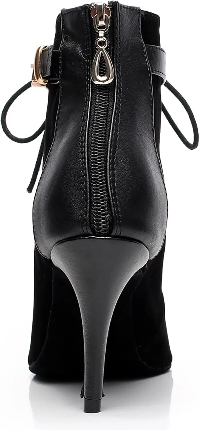 Women's Ballroom Dance Shoes Latin Salsa Dancing Shoes Cross Strap High Heels Performance Dance Boots