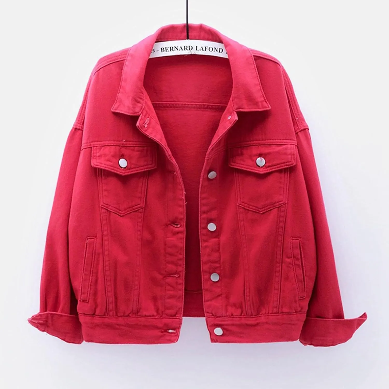 Womens Cropped Denim Jackets Trendy Button Up Shacket Fall Spring Long Sleeve Jean Coats Retro Petite Denim Coat