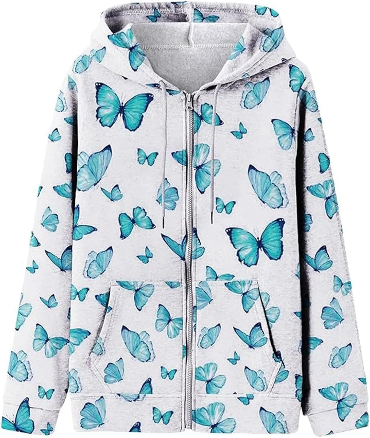 Women's Drawstring Long Sleeve Hoodies Zip Up Sweatshirt Full-Zip Fleece Hoodie Available In Large and Tall Sizes