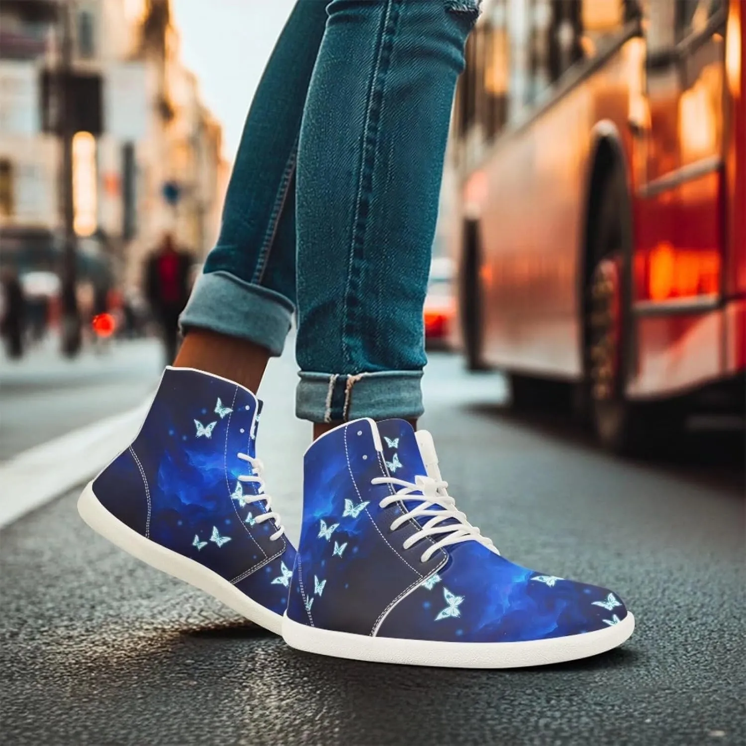 Women's High Top Zero Drop Sole | Wide Width Fashion Sneaker Fashion Non-Slip Workout Running Waterproof Barefoot Shoes US 6-13.5