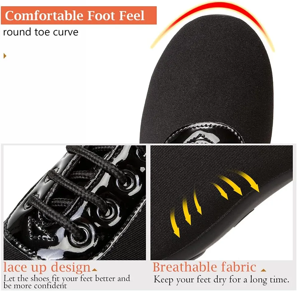Women's Lace up Ballroom Practice Latin Shoes Closed Toe Black Tango Teaching Dance Shoes,Model-601