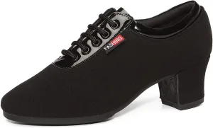 Women's Lace up Ballroom Practice Latin Shoes Closed Toe Black Tango Teaching Dance Shoes,Model-601