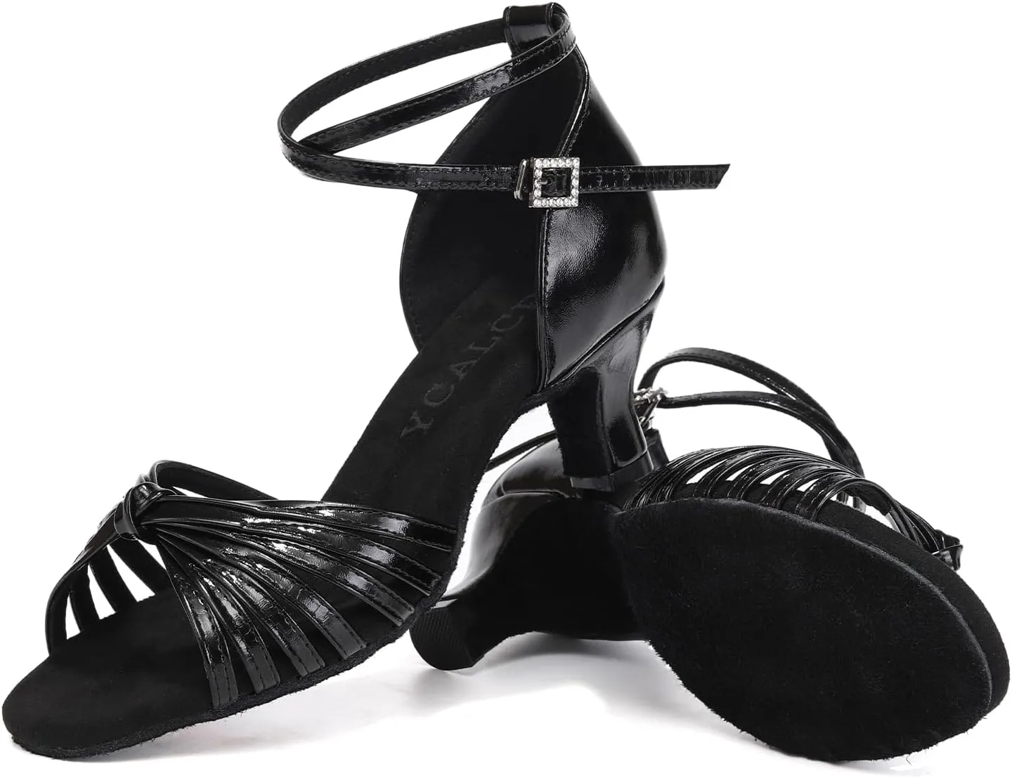 Women's Latin Dance Shoes Satin Open Toe Professional Practice Ballroom Salsa Dancing Shoes 5cm Heel