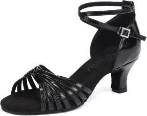Women's Latin Dance Shoes Satin Open Toe Professional Practice Ballroom Salsa Dancing Shoes 5cm Heel
