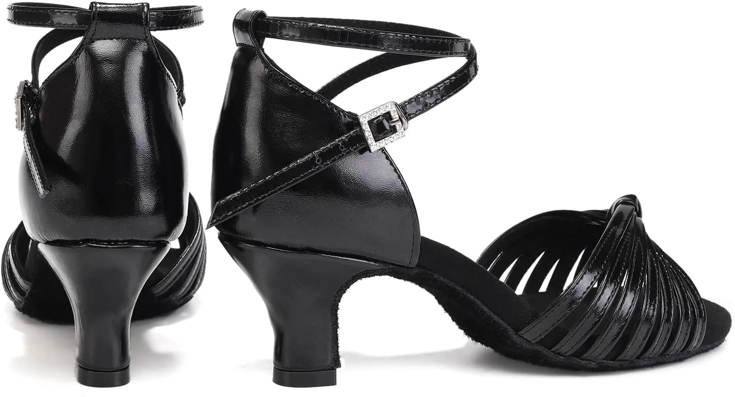 Women's Latin Dance Shoes Satin Open Toe Professional Practice Ballroom Salsa Dancing Shoes 5cm Heel