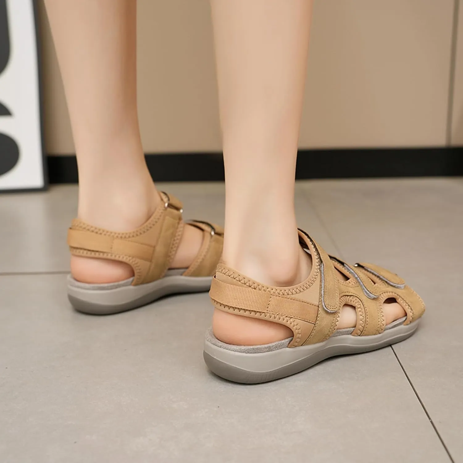 Women's Orthopedic Wide Sandals Strappy Arch Support Flat Sandals Dressy Summer Comfortable Platform Wedge Sandals Shoes