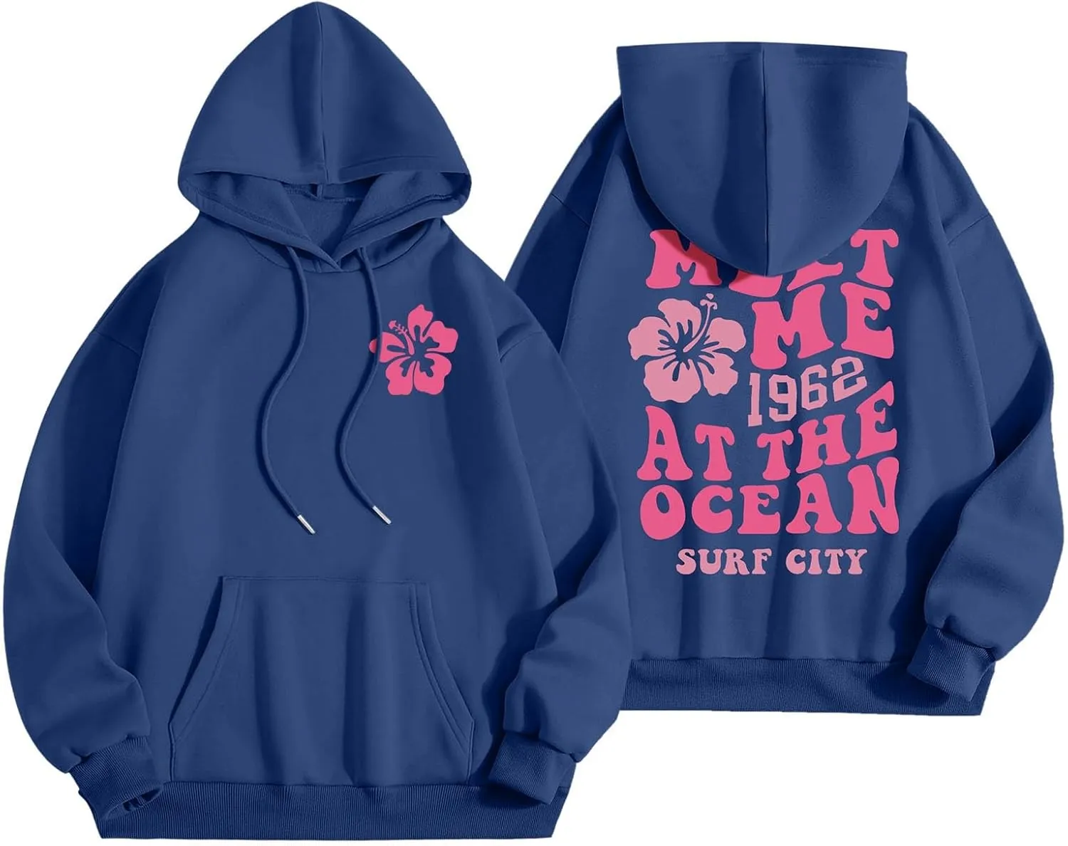 Women's Oversized Cute Hoodies Preppy Y2K Graphic Long Sleeved Sweatshirt for Teen Girls Pullover Tops with Pockets