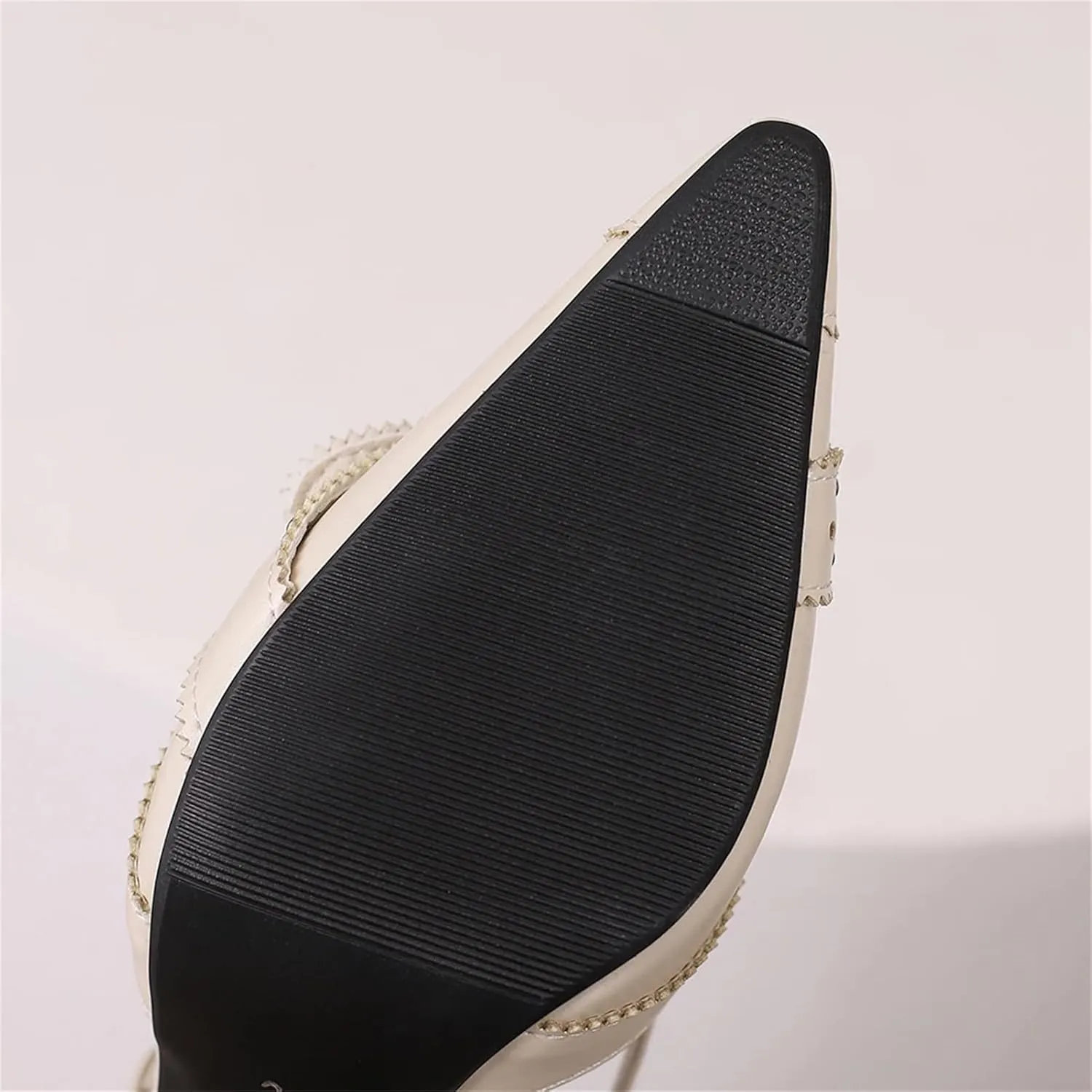 Women's Pointed Toe Slingbacks - 7.5CM Office Heels, Summer White Beige Sandals