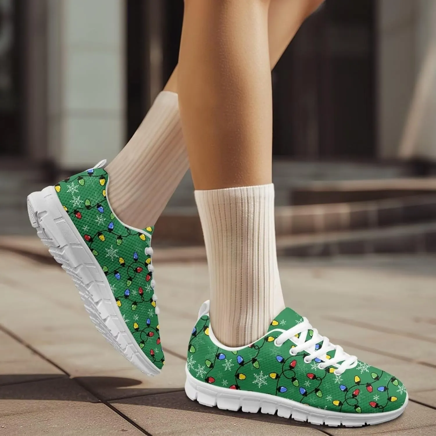 Women's Running Shoes Lightweight Non Slip Sports Tennis Shoes Breathable Mesh Athletic Sneakers Walking Shoe White Sole US 5-12