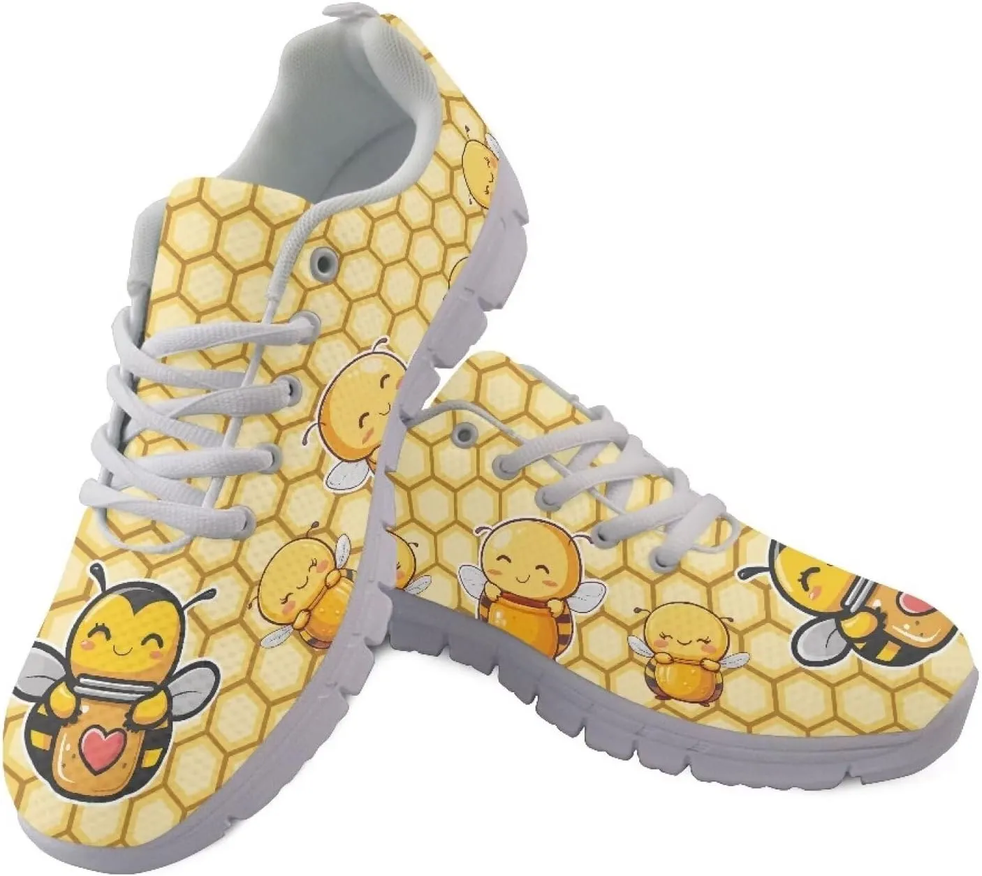 Women's Running Shoes Lightweight Non Slip Sports Tennis Shoes Breathable Mesh Athletic Sneakers Walking Shoe White Sole US 5-12