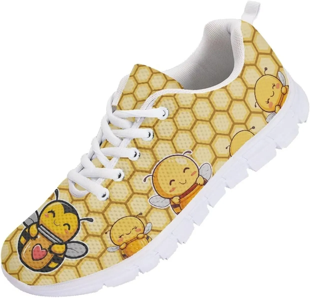 Women's Running Shoes Lightweight Non Slip Sports Tennis Shoes Breathable Mesh Athletic Sneakers Walking Shoe White Sole US 5-12