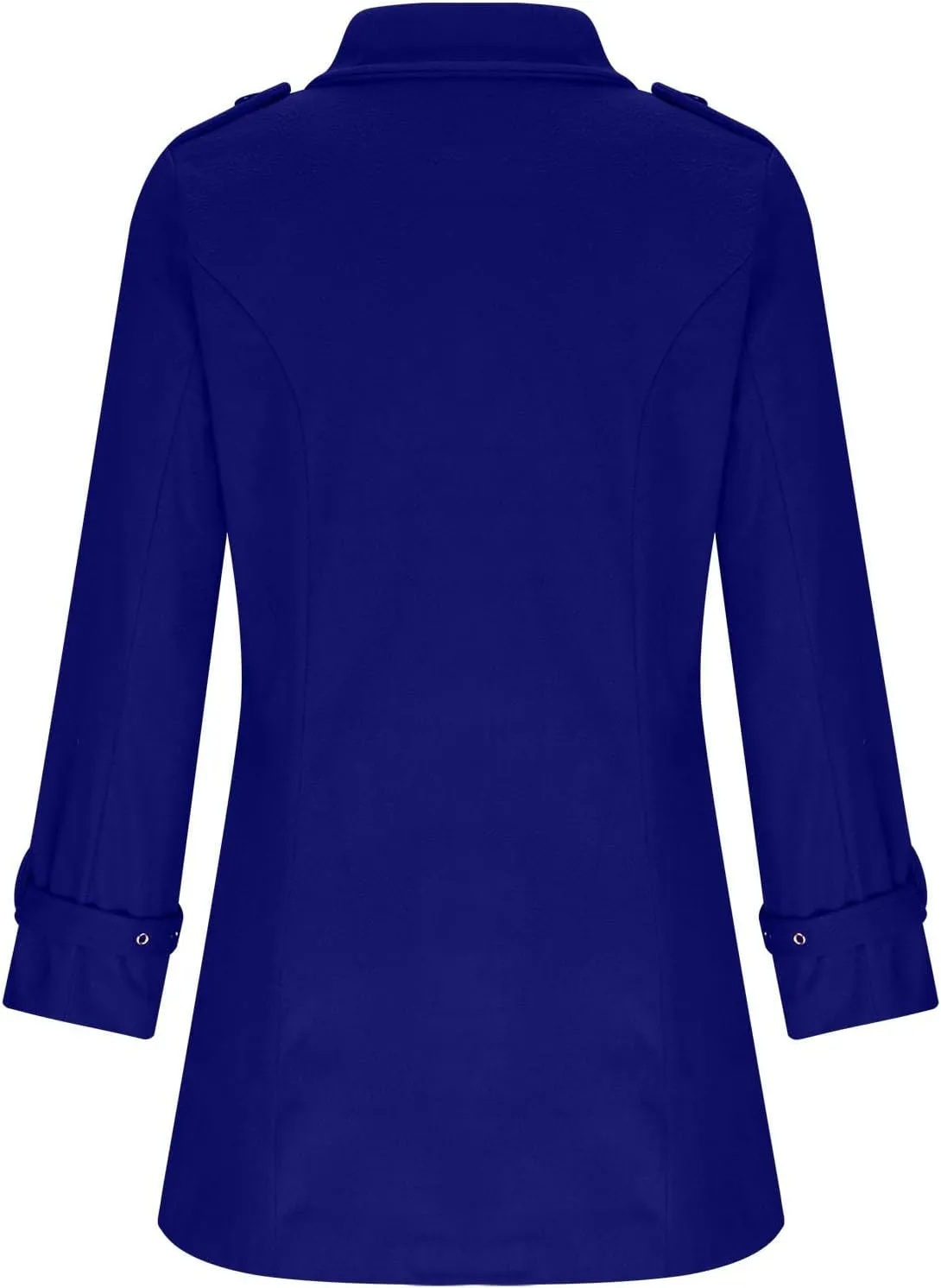 Women's Trendy Woolen Coat Long Sleeve Button V-Neck Casual Jacket Cardigan Solid Color Slim Fashion Overcoat