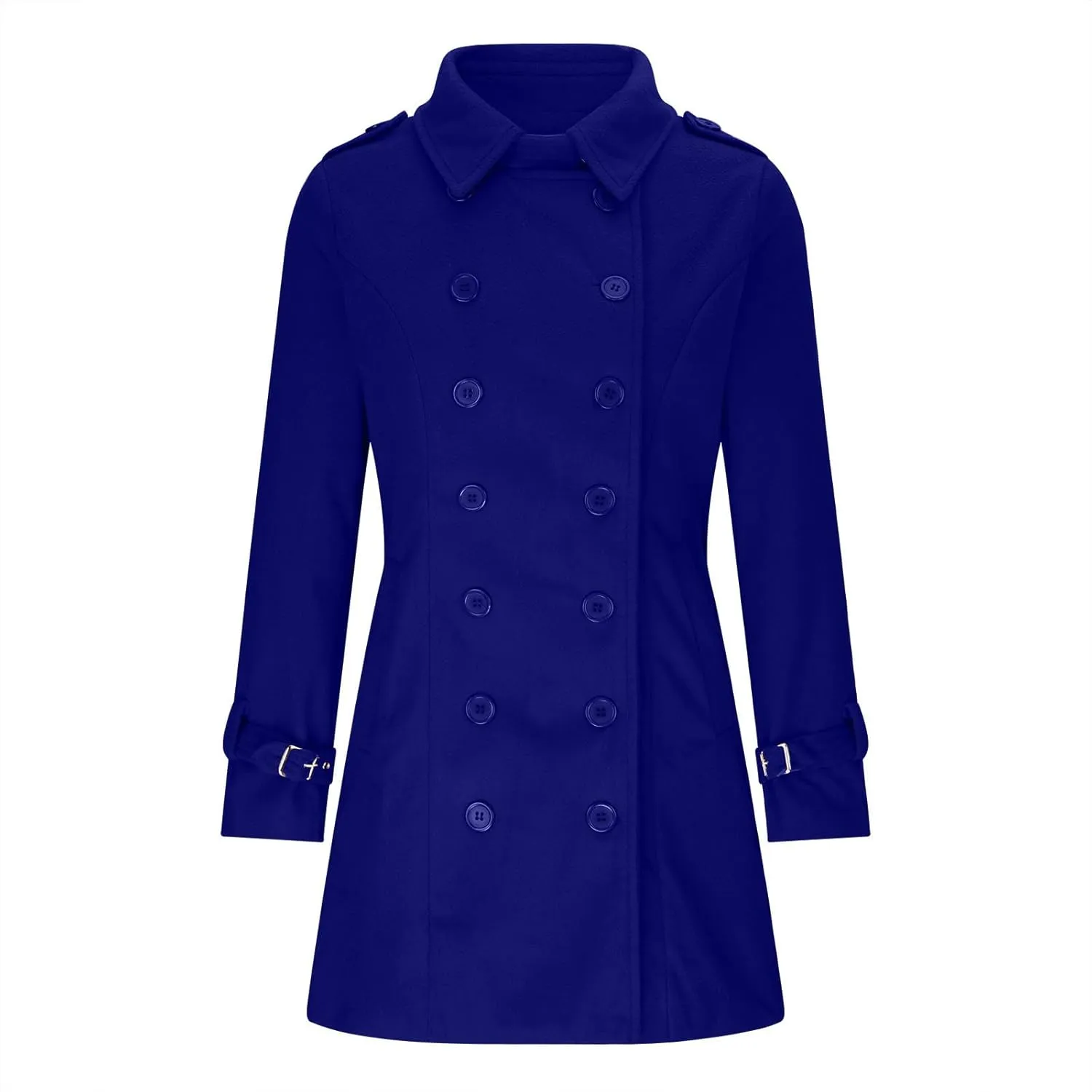 Women's Trendy Woolen Coat Long Sleeve Button V-Neck Casual Jacket Cardigan Solid Color Slim Fashion Overcoat