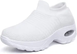 Womens Walking Shoes Sock Casual Ladies Fashion Sneakers Comfortable Slip On Air Cushion Platform Women's Footwear