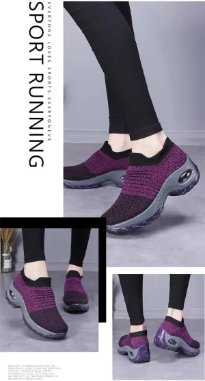Womens Walking Shoes Sock Casual Ladies Fashion Sneakers Comfortable Slip On Air Cushion Platform Women's Footwear