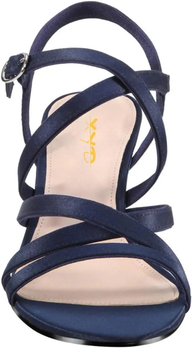 XYD Prom Strappy Open Toe Summer Sandals Low heel Slingbacks Ankle Strap Casual Shoes for Women