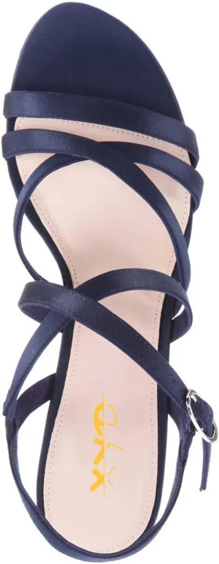 XYD Prom Strappy Open Toe Summer Sandals Low heel Slingbacks Ankle Strap Casual Shoes for Women