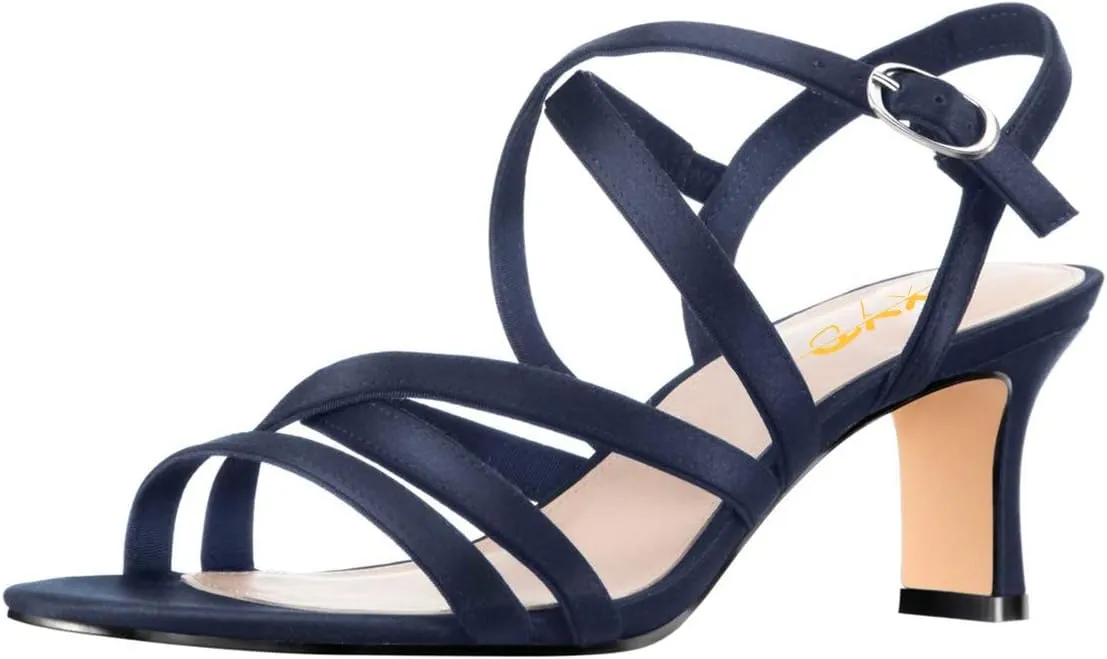 XYD Prom Strappy Open Toe Summer Sandals Low heel Slingbacks Ankle Strap Casual Shoes for Women