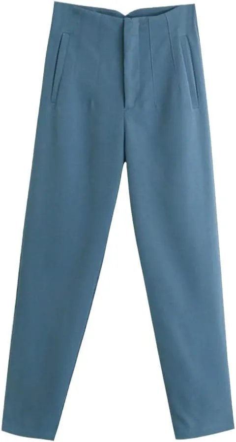 YIOLEAMP Women Solid Office Lady Harem Pants, High Waist Work Suit Pants, Chic Elegant Pencil Trousers