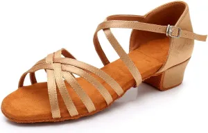 YKXLM Women's Satin Latin Dance Shoes Ballroom Salsa Tango Professional Performance Practice Dancing Shoes, Model WH1202