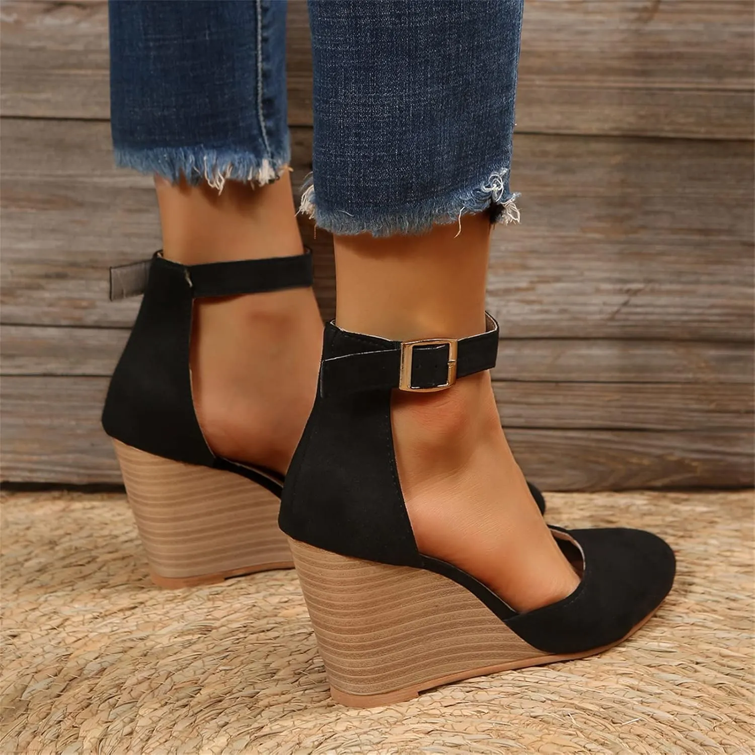 ZSpzx Pointed Toe Platform Wedge Sandals for Women Closed Toe Slingback High Heel Strappy Orthopedic Sandal with Adjustable Ankle Strap Summer Pumps Dressy Shoes for Wedding Bridal Evening Cocktail