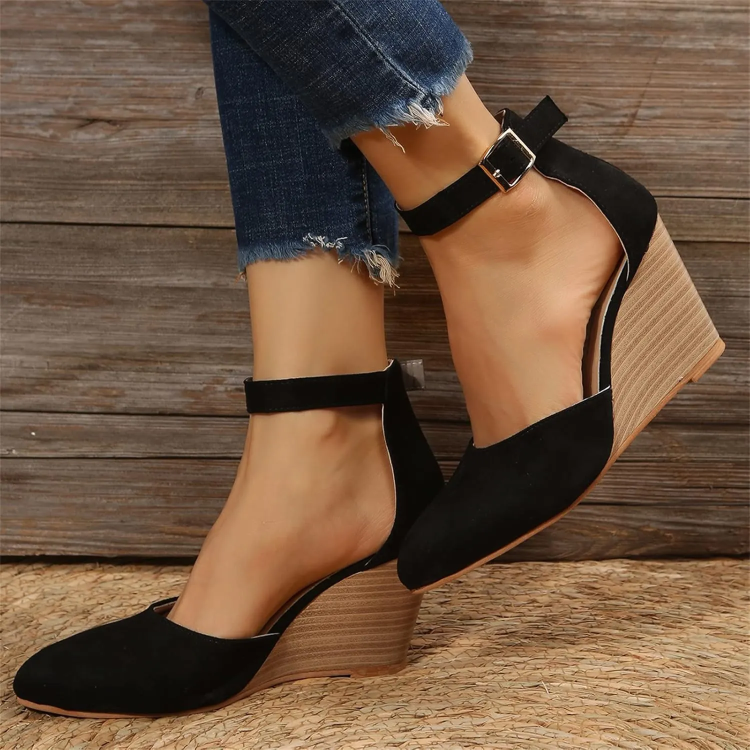 ZSpzx Pointed Toe Platform Wedge Sandals for Women Closed Toe Slingback High Heel Strappy Orthopedic Sandal with Adjustable Ankle Strap Summer Pumps Dressy Shoes for Wedding Bridal Evening Cocktail